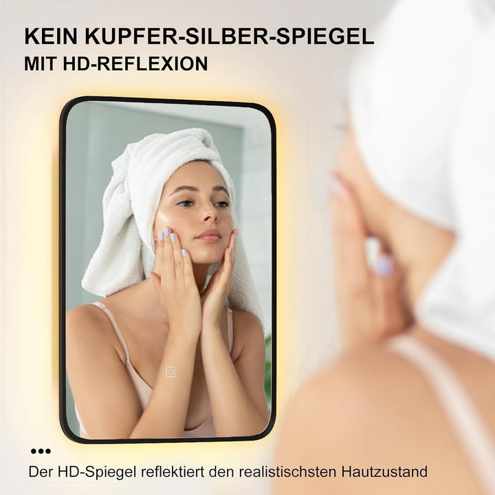 Spiegelschrank Bad mit Ambient-Stimmungsbeleuchtung, Badschrank Hängend mit Spiegel und Ablage, Bade
