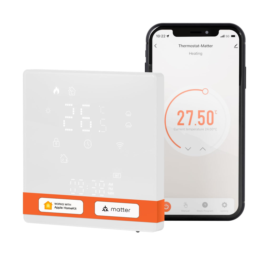 MOES Matter Smart Thermostat Fussbodenheizung Elektrisch, Raumthermostat Fussbodenheizung WLAN Progr