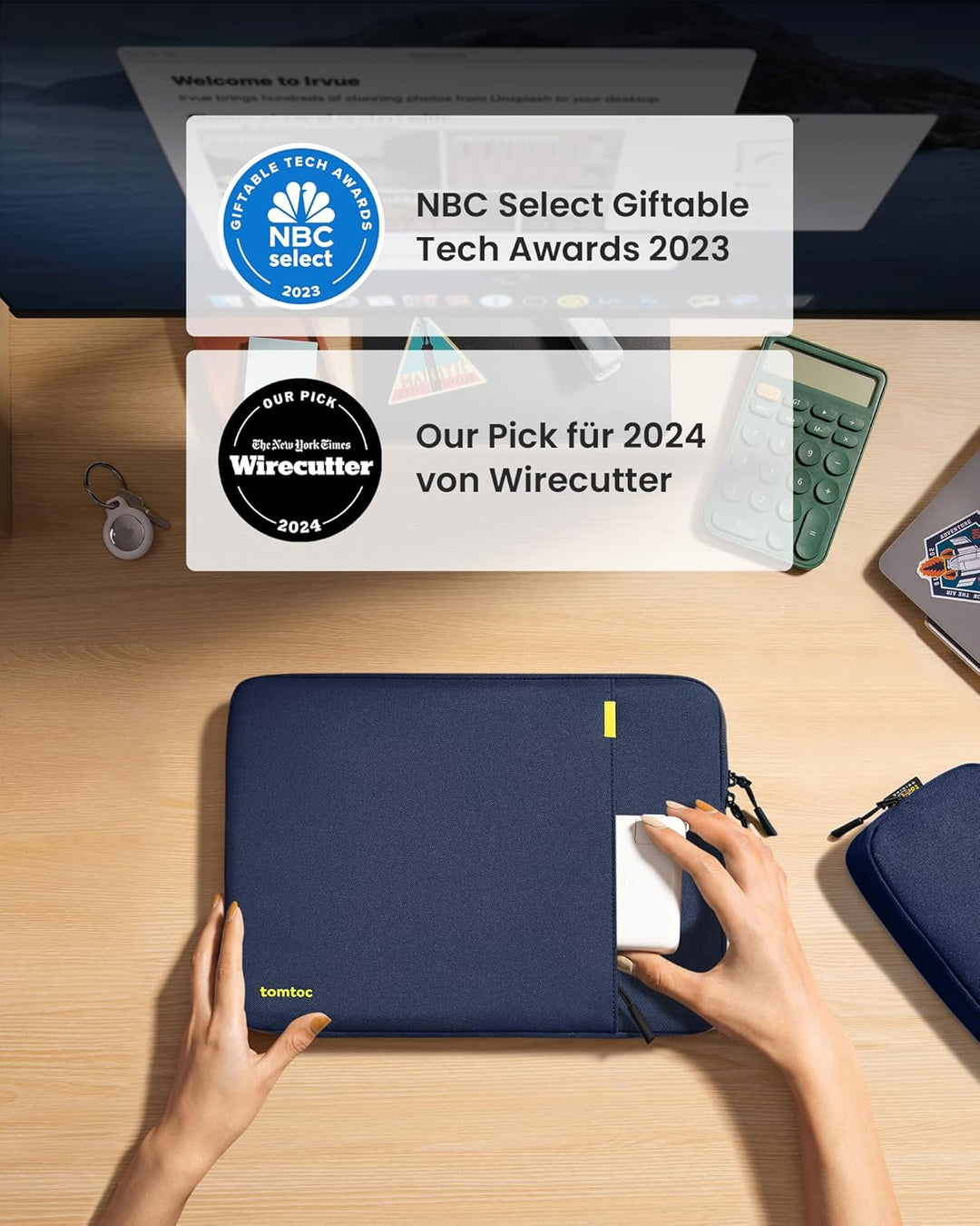 tomtoc 360° Tasche Hülle für 13 Zoll MacBook Air 2024-2018 M3/A3113 M2/A2681 M1/A2337, 13-Zoll MacBo