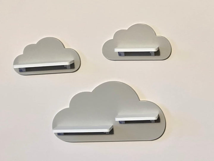 3er Wolken-Set passend/Kompatibel für die Toniebox Toniefiguren (Hellgrau) Grau, Hellgrau, Grau, Hel