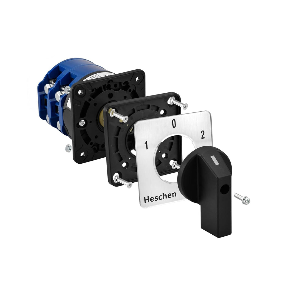 Heschen Drehwechsel-Nockenschalter, LW28-125/D202.2, 125A 660VAC, 2 Phasen, ON/OFF/ON 3 Positionen,