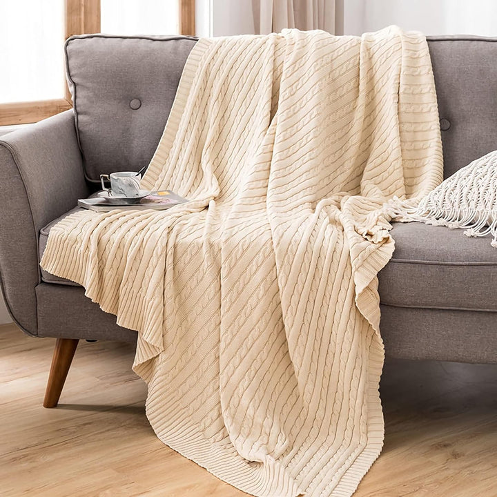 OROOTL Kuscheldecke Strickdecke 100% Baumwolle Weich Sofadecke 130x180cm Schlafdecke für weiches Sof