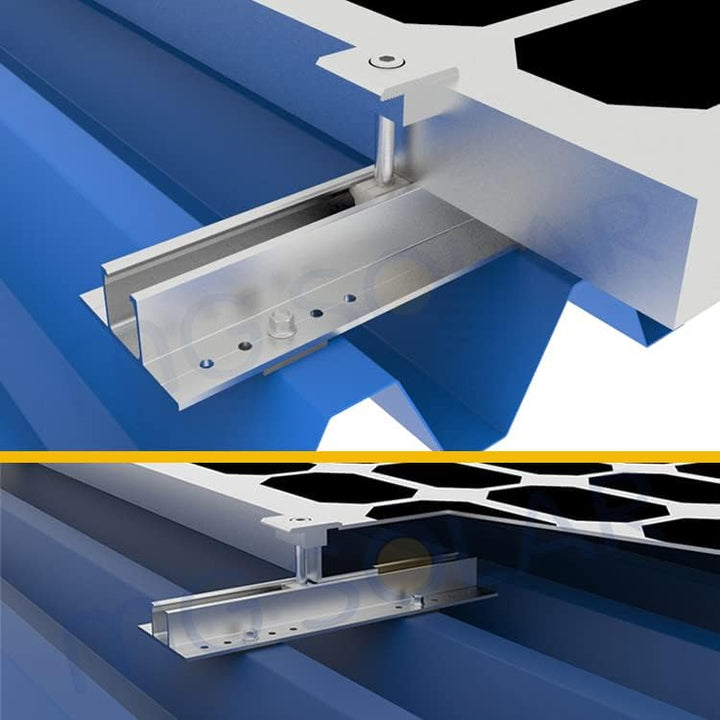 Solarmodul Alu Halterung Befestigungssystem Trapezblech PV Befestigungsschiene Schiene 400MM Endklem