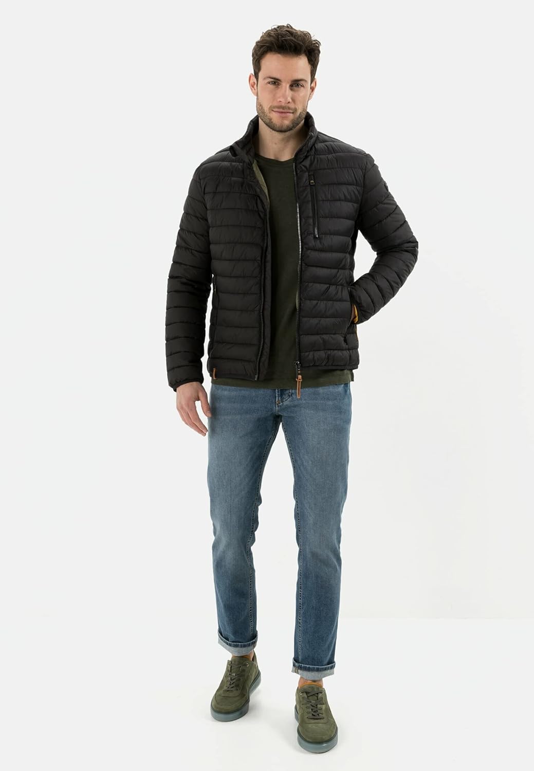 camel active Herren Leichte Steppjacke ohne Kapuze Blouson Schwarz 30, Blouson Schwarz 30