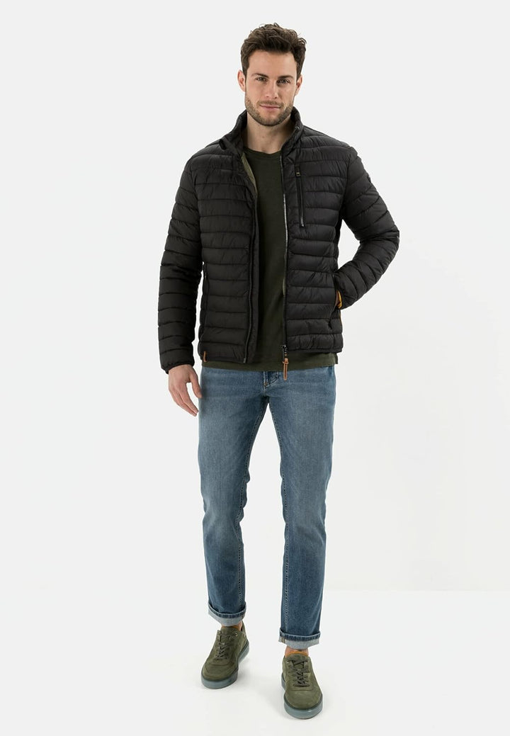 camel active Herren Leichte Steppjacke ohne Kapuze Blouson Schwarz 30, Blouson Schwarz 30