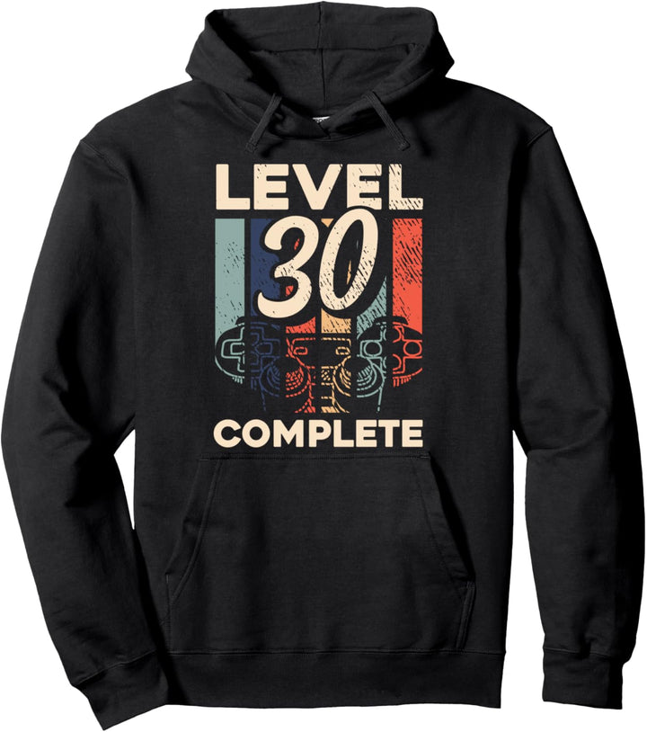 30. Geburtstag Geschenk Mann Frau Gamer Zocker Level 30 Pullover Hoodie