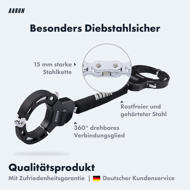 AARON E-Scooter Schloss - Handschellenschloss - Hochsicherheits-Design - Flexibles Fahrradschloss mi