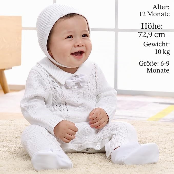 Booulfi Taufe Outfits für Jungen Baby Taufe Outfit Neugeborenes Srping Sommer gestrickt Pullover Str