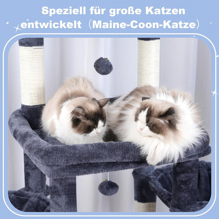 Hey-brother Kratzbaum, Katzenbaum für Grosskatze und Maine-Coon-Katzen, mehrstöckiger Stabil Katzenk