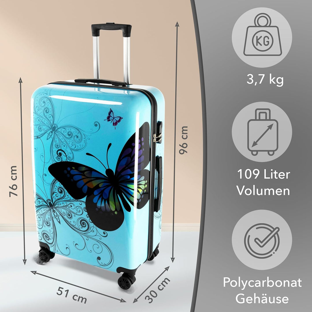 Xonic Design Reisekoffer - Hartschalen-Koffer mit 360° Leichtlauf-Rollen - hochwertiger Trolley mit