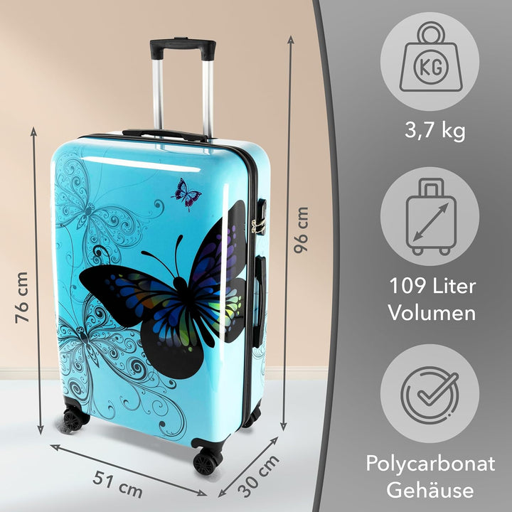 Xonic Design Reisekoffer - Hartschalen-Koffer mit 360° Leichtlauf-Rollen - hochwertiger Trolley mit