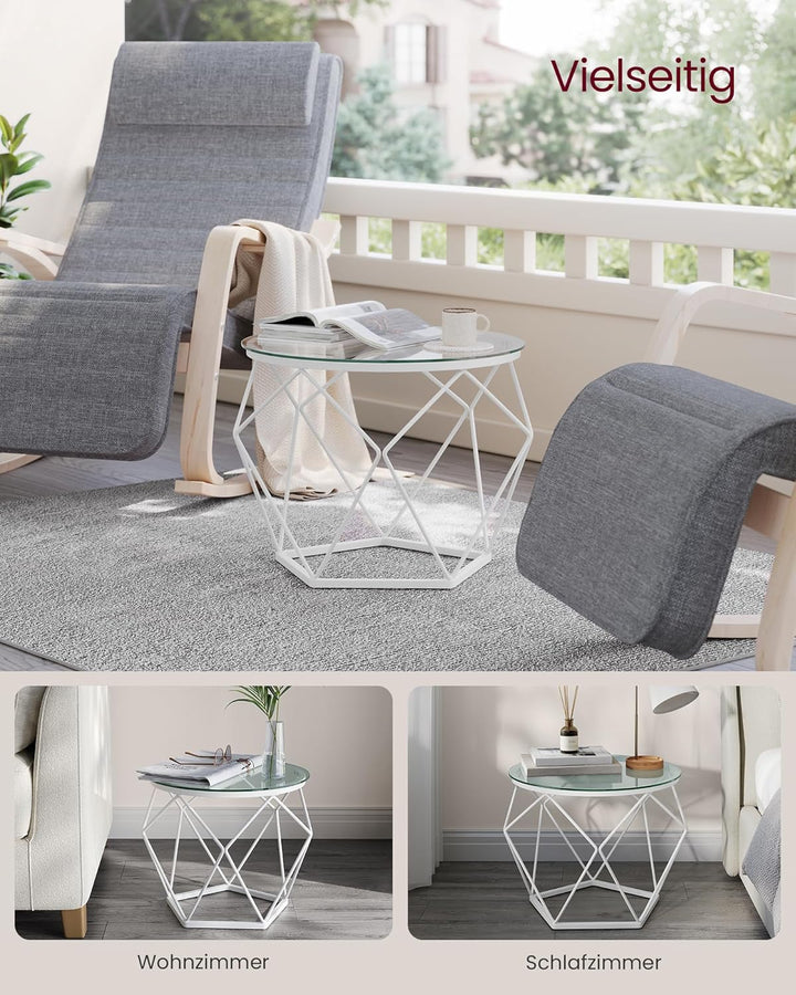 VASAGLE Couchtisch rund, 2er Set, Wohnzimmertisch, Beistelltisch, modern, abnehmbare Tischplatte, fü