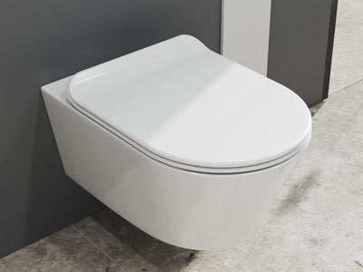 SSWW | Hänge-WC mit abnehmbaren WC-Sitz, weiss, spülrandlose Toilette, Nanobeschichtung & Absenkauto
