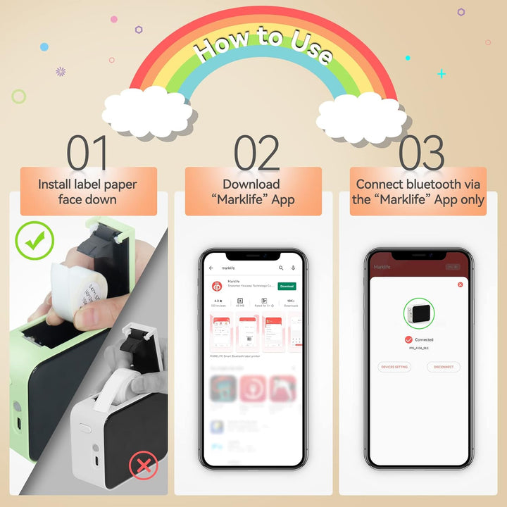 Pristar P15 Etikettiergerät Bluetooth Beschriftungsgerät Selbstklebend Wiederaufladbar Etikettendruc