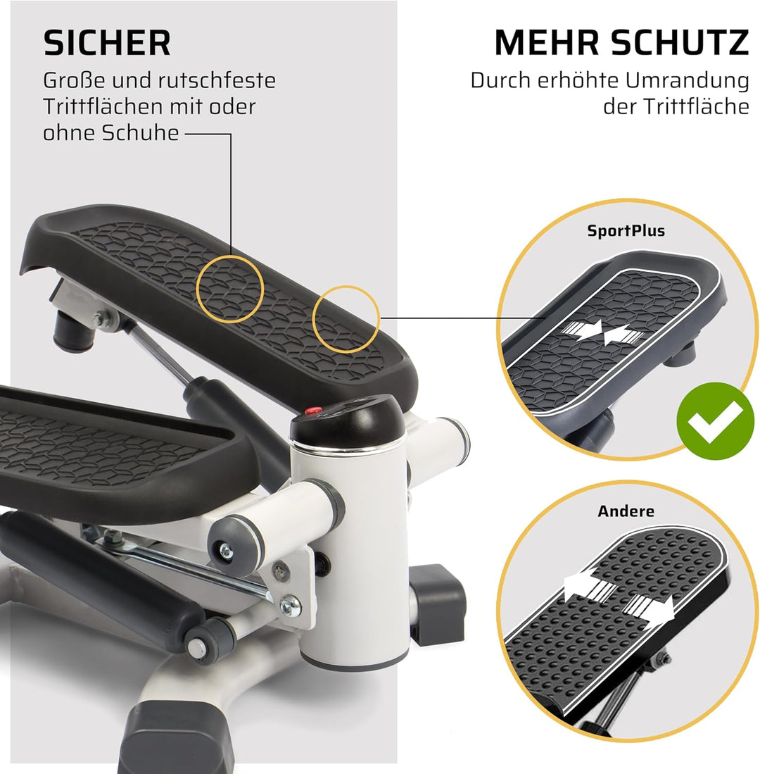 SportPlus 2-in-1 Mini-Stepper mit patentierter Umschalttechnik, Swing-Stepper und Auf-und-Ab-Stepper