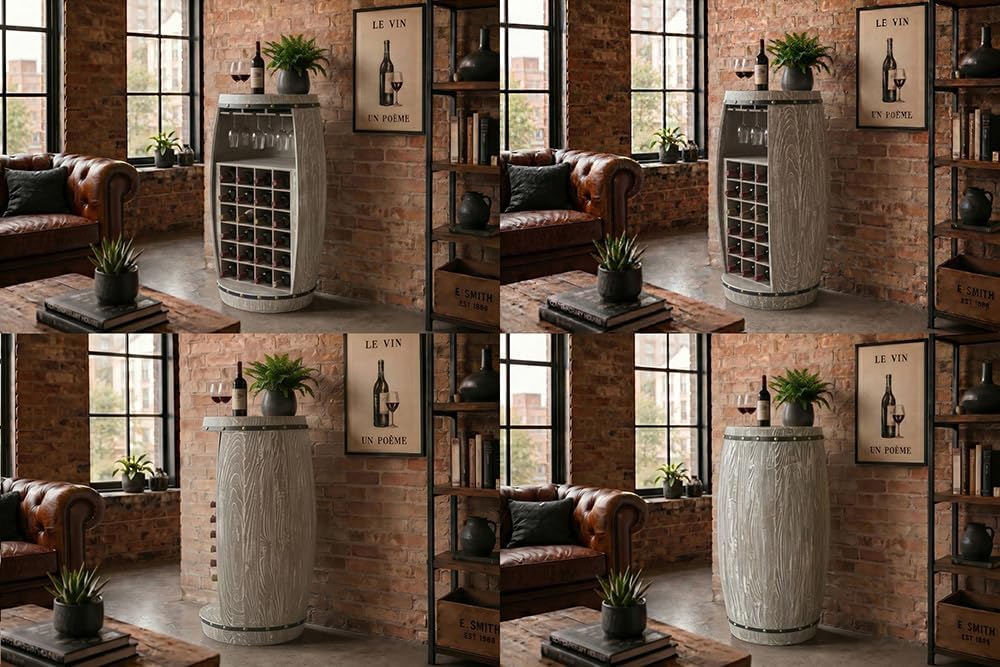 invicta INTERIOR riess-Ambiente.de Shabby Chic Weinregal Bodega 97cm Natur Pinie Weinfass für 24 Fla