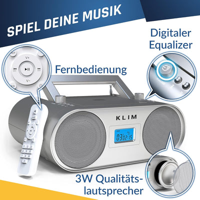 KLIM Boombox B4 Radio mit CD Player + AM/FM Radio, MP3, Bluetooth, AUX, USB + NEU 2024 + CD Player t