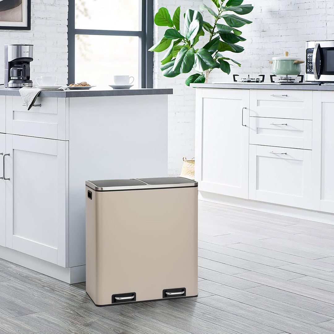 SVITA TM2X30 Treteimer 60 Liter Abfalleimer Mülleimer Design Mülltrennung Papierkorb Küchen-Ordnung