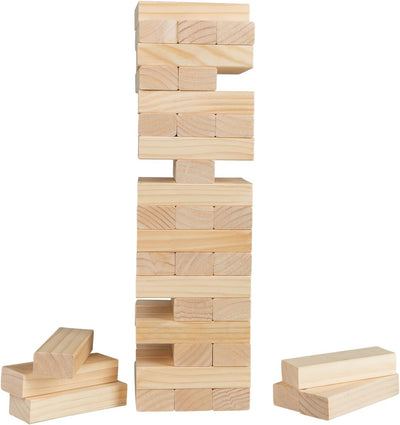 Idena 40212 - XXL Wackel-Turm, Stapelspiel mit 54 Bausteinen, Geschicklichkeits-Spiel aus Holz, ca.