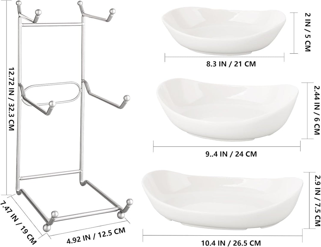 XUDREZ Obst Etagere mit 3 Etagen Obstschalen aus Keramik, Platzsparendes Obstkorb Etagere für die Fa