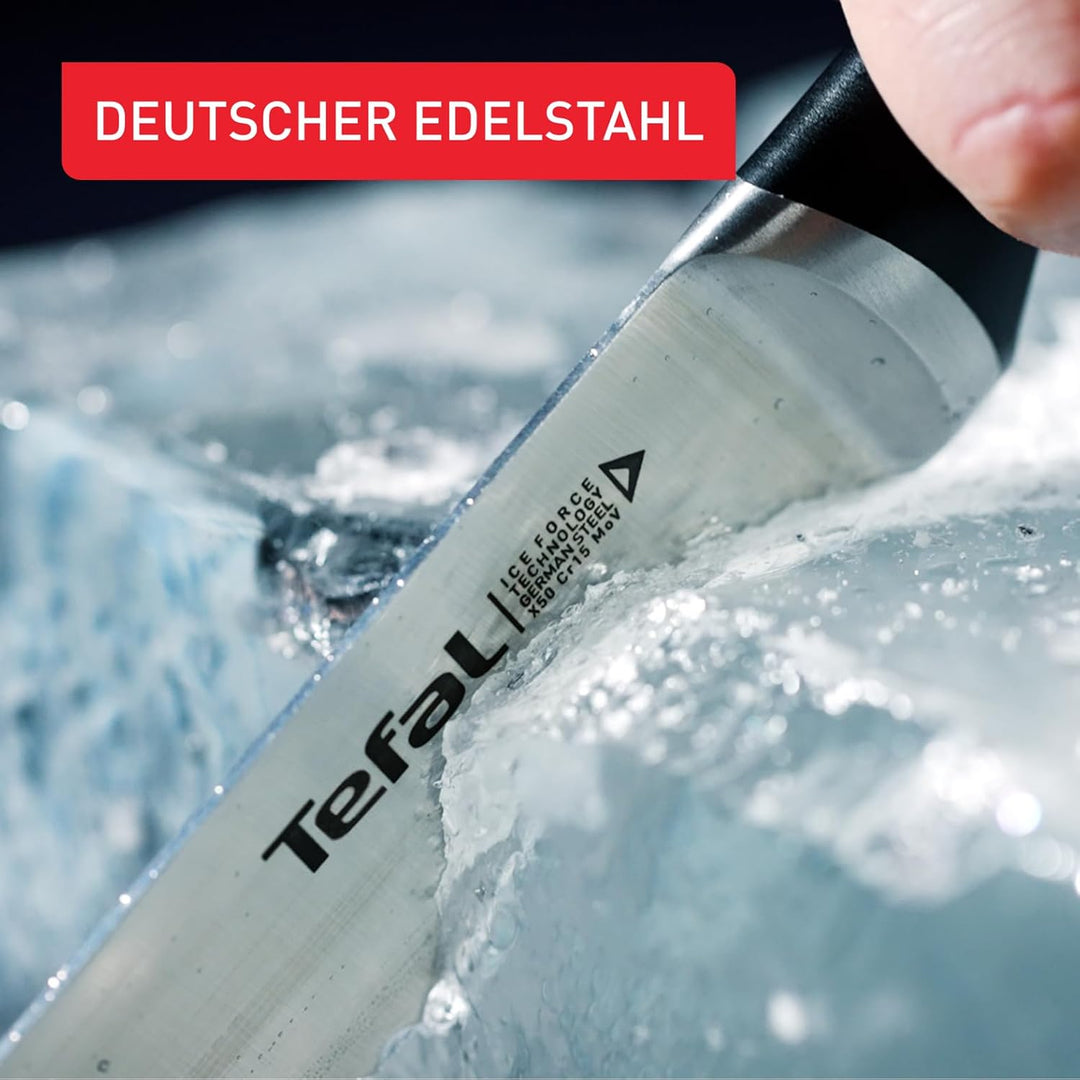 Tefal K232SA Ice Force 11-tlg. Messerblock-Set | 6 Messer, 4 Steak Messer, 1 Holz-Messerblock | hoch