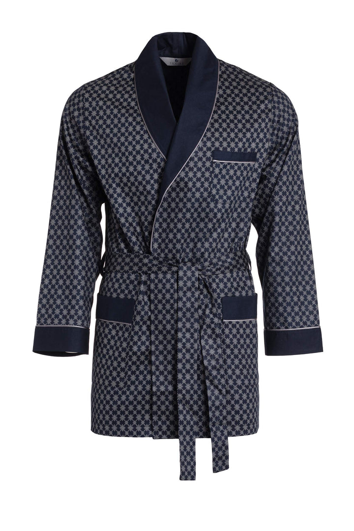 Herren Morgenmantel – kurz – Bademantel Revise RE-509 - Elegant - 100% Baumwolle L Dunkelblau, L Dun