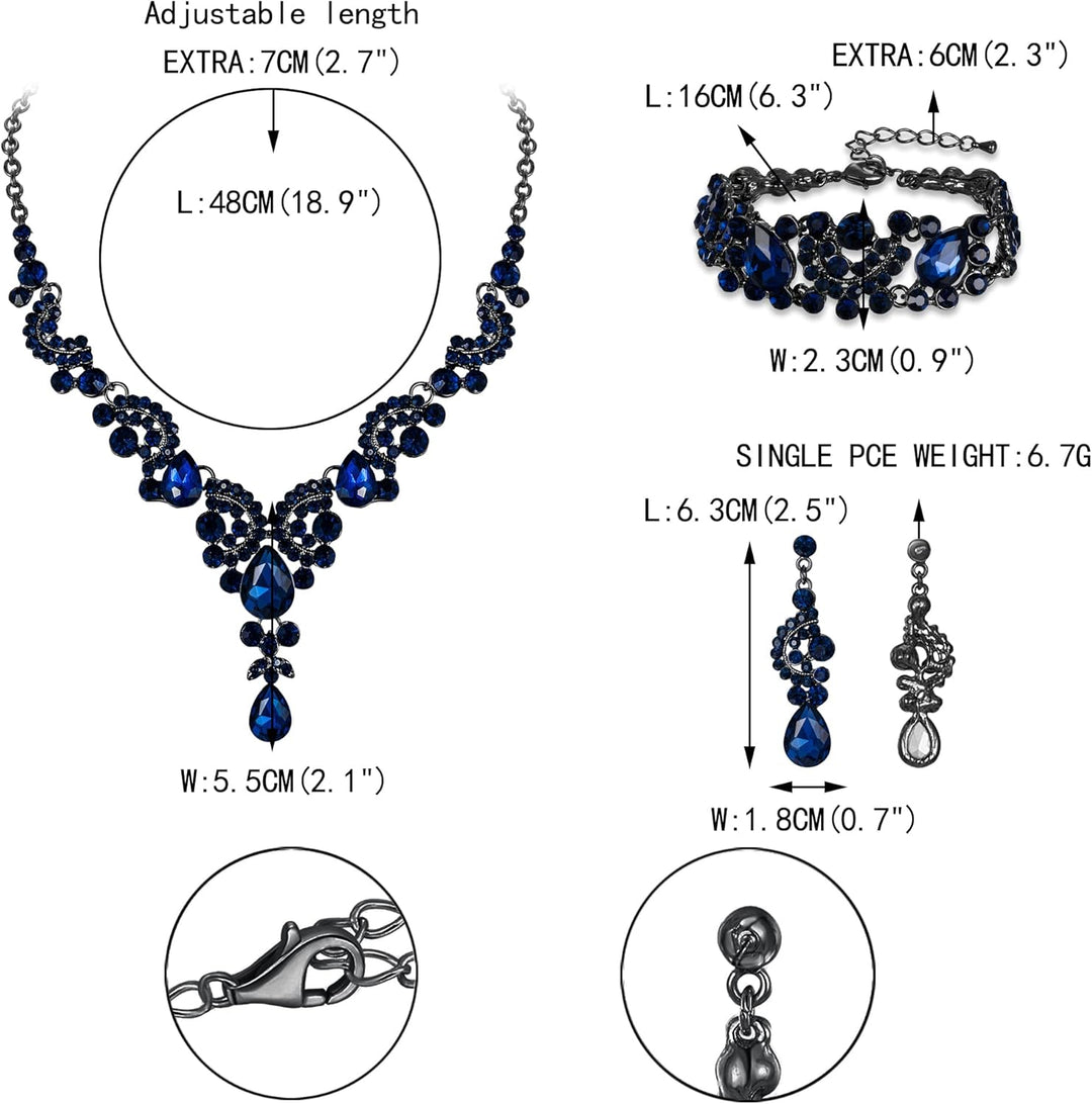 EVER FAITH Kristall Schmuckset Hochzeits Braut Art Deco Floral Teardrop Halskette Ohrringe und Armba