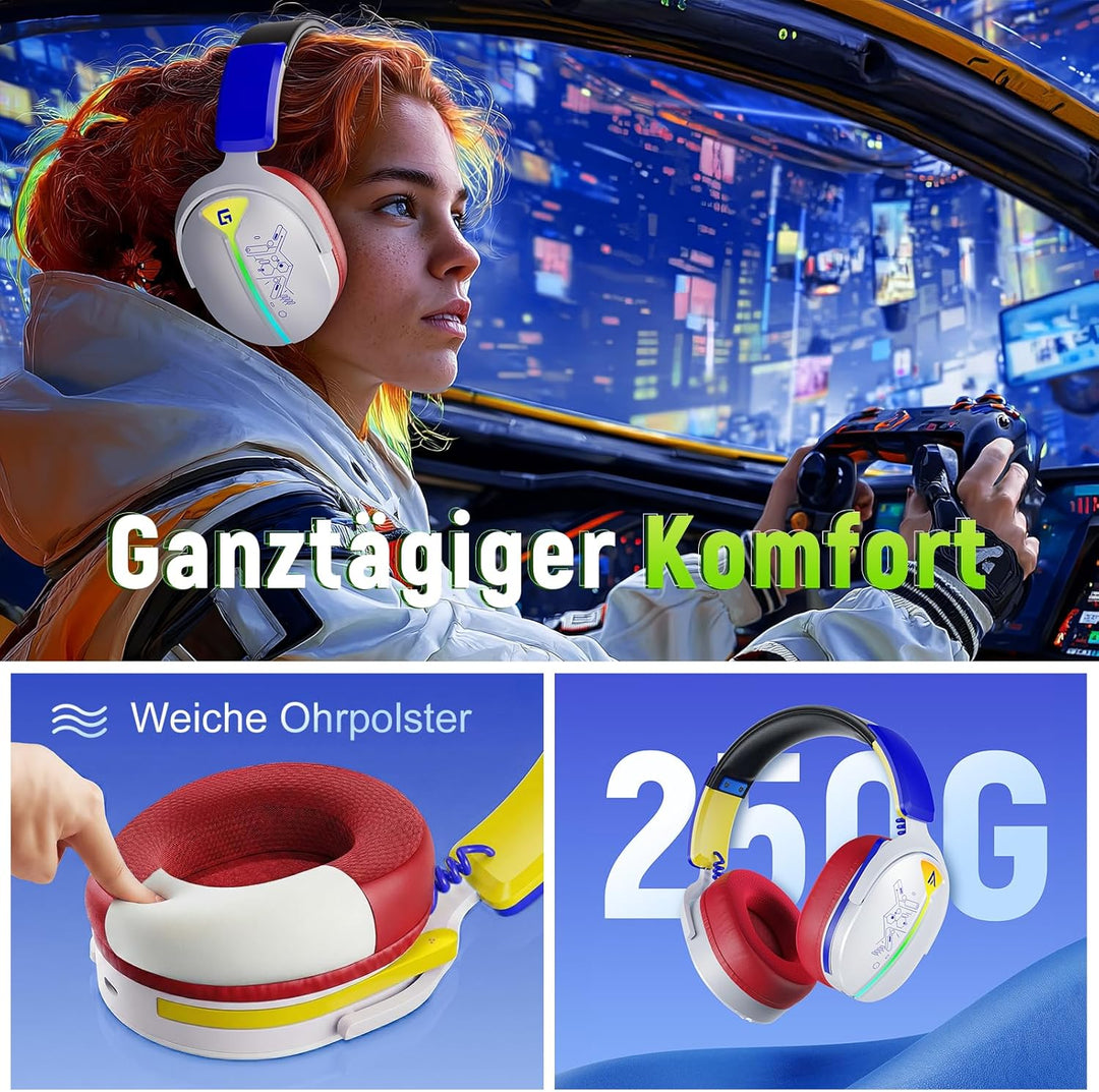 Gaming Headset Wireless, Headset mit Mikrofon für ps5 ps4, PC, Switch, Bluetooth 5.3, 7.1 Surround S