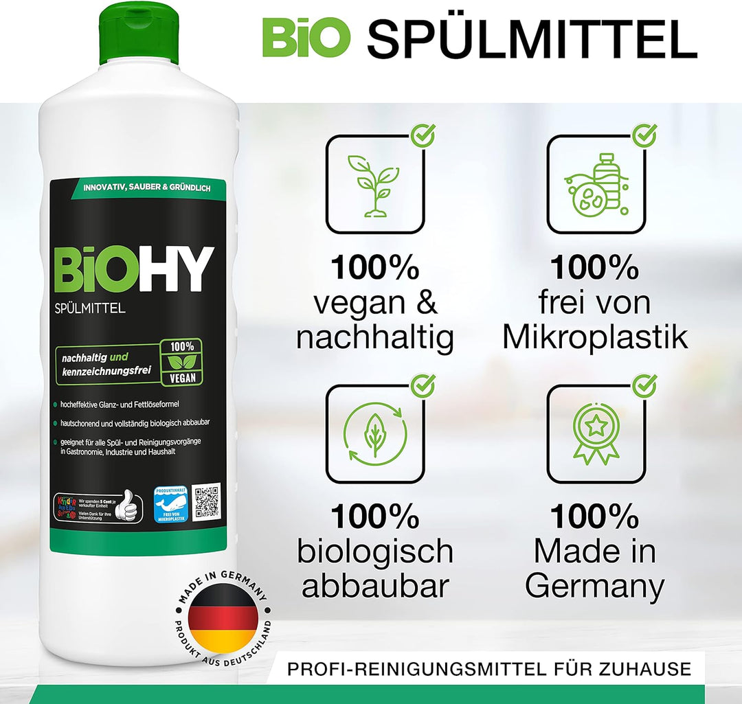 BiOHY Spülmittel (10 Liter Kanister) | Bio Geschirrspülmittel ohne schädliche Chemikalien | Flüssige