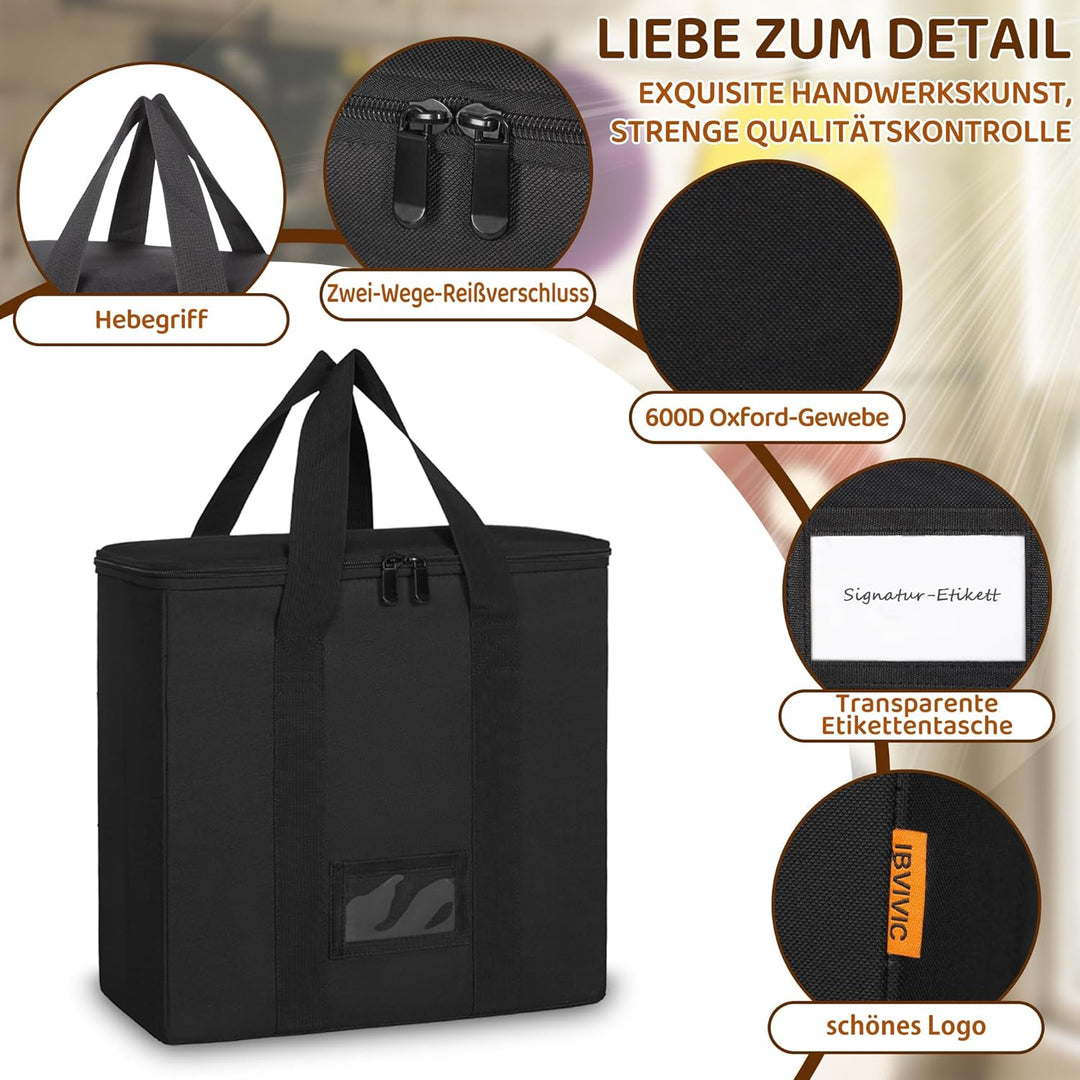 Vinyl-Schallplatten-Aufbewahrungsbox mit Reissverschlüsse, Klappbare Plattenkoffer für LP-Schallplat