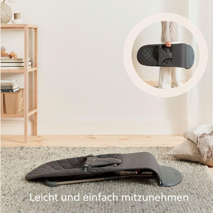 BabyBjörn Babywippe Bliss, Gewebt, Klassische Steppung ,Anthrazitgrau
