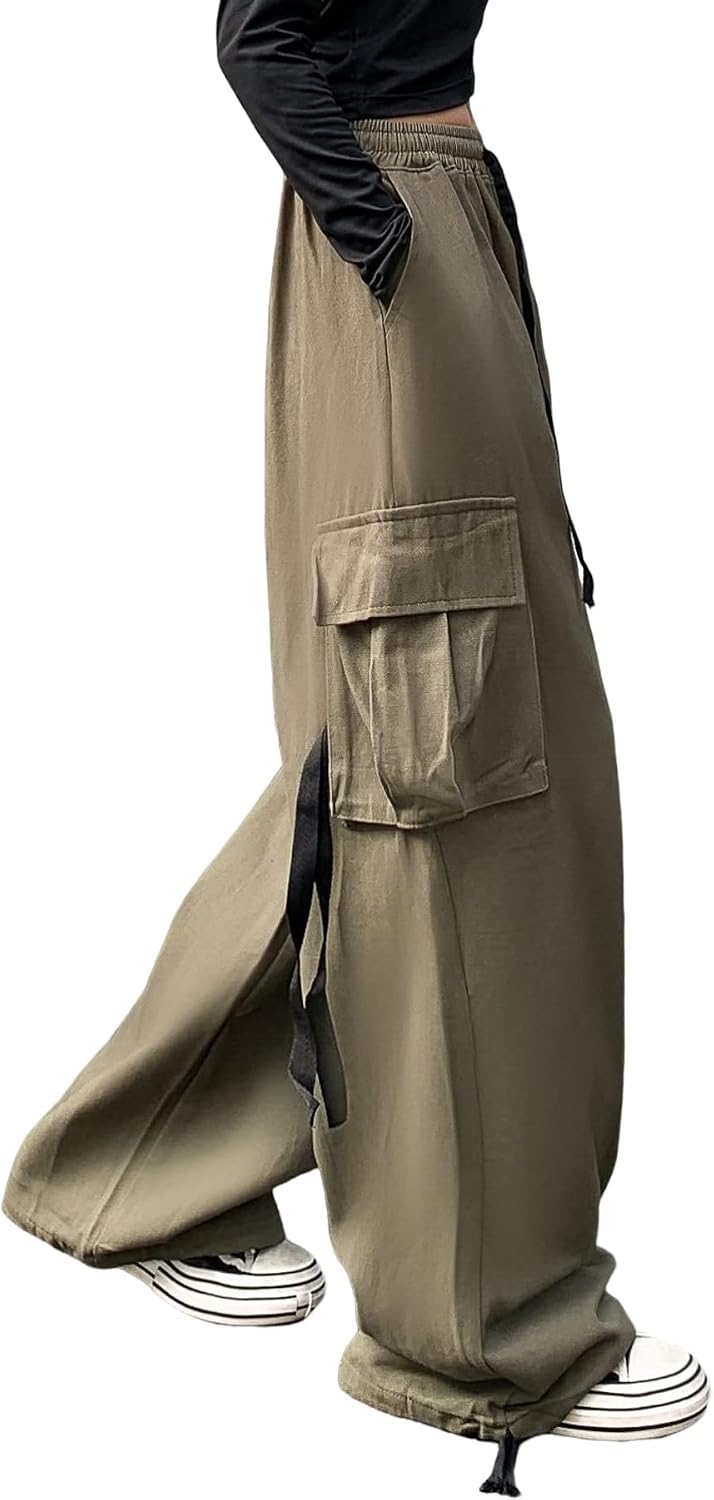 Linsennia Parachute Pants Y2k Cargohose Damen Baggy Hose Mädchen Weite Cargo Pants High Waist Street