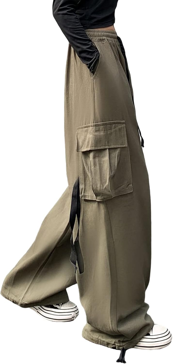 Linsennia Parachute Pants Y2k Cargohose Damen Baggy Hose Mädchen Weite Cargo Pants High Waist Street