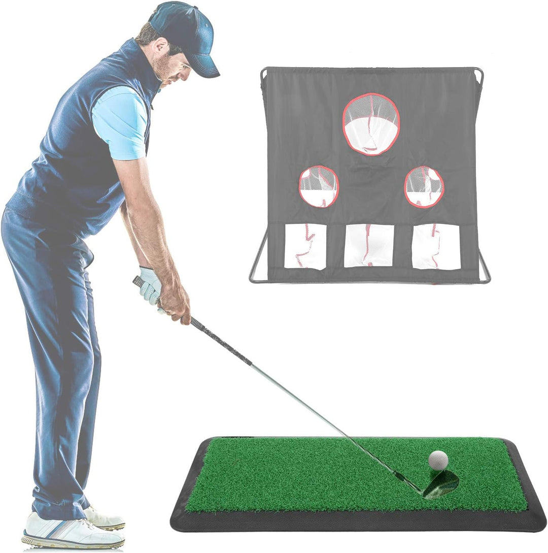 KEENSO Golf-Übungsmatte, Kunstrasen-Gummipolster, Golfschwung-Übungsmatte, für drinnen und draussen,