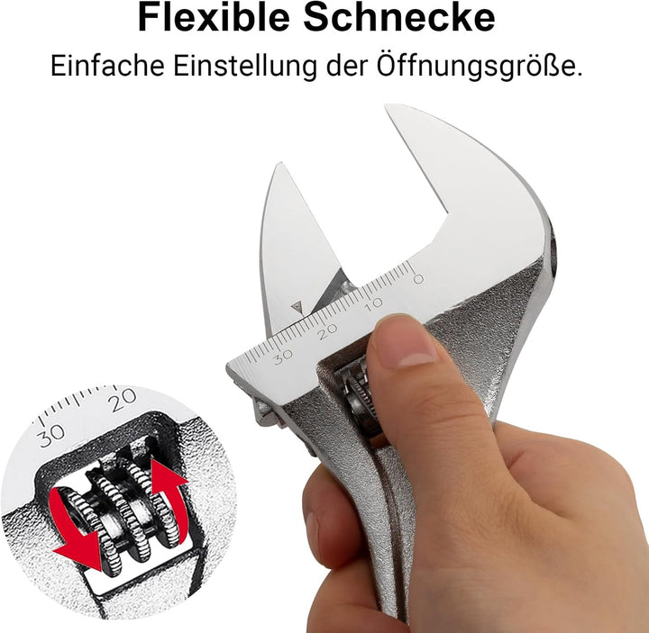 Jetech Verstellbarer Schraubenschlüssel 250 mm （10 Zoll – Profi-Rollgabelschlüssel mit breiter Backe
