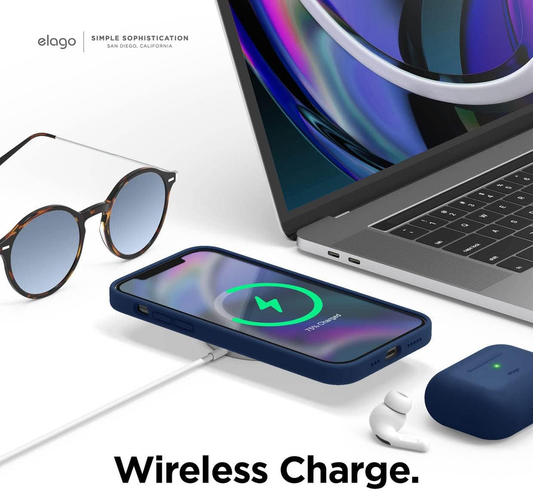 elago Magnetische Silikonhülle, kompatibel mit iPhone 12 und iPhone 12 Pro (6,1 Zoll), eingebaute Ma