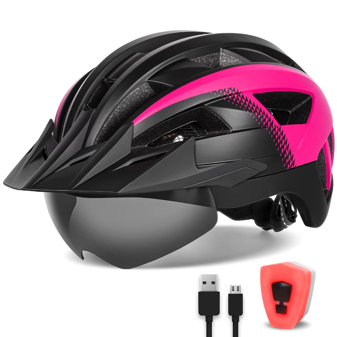 FUNWICT Fahrradhelm mit Visier für Herren Damen, Leichte Fahrradhelm mit Magnetischem Brille und USB