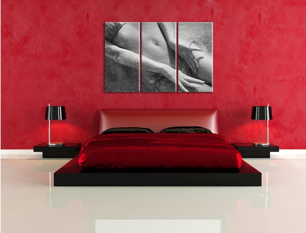 Pixxprint Sexy Frau im Bikini am Strand als Leinwandbild/Grösse: 3 Teilig (120x80) cm/Wandbild/Kunst