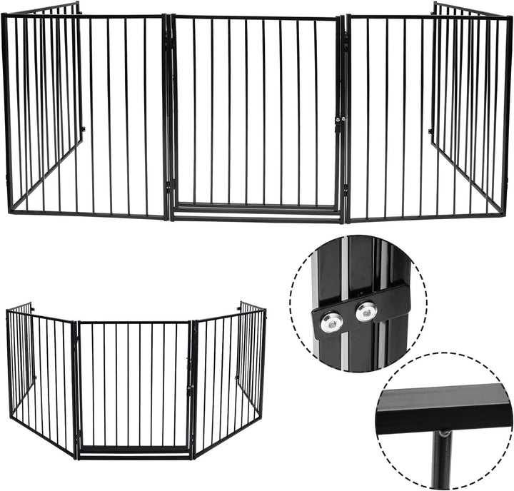 Kaminschutzgitter Gesamtlänge 340 cm, Absperrgitter 5 Elemente je 65 x 75 cm mit Tür, Treppenschutzg