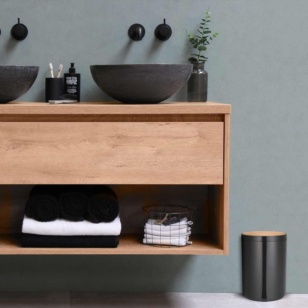 MSV Bad Serie Oslo Design Kosmetikeimer Bad Treteimer Abfalleimer Papierkorb Mülleimer 6 Liter (ØxH)
