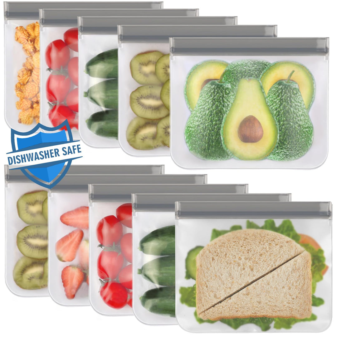 10 Stück Gefrierbeutel Wiederverwendbar 8.7"*7" Wiederverschliessbare Beutel für Lebensmittelbeutel,