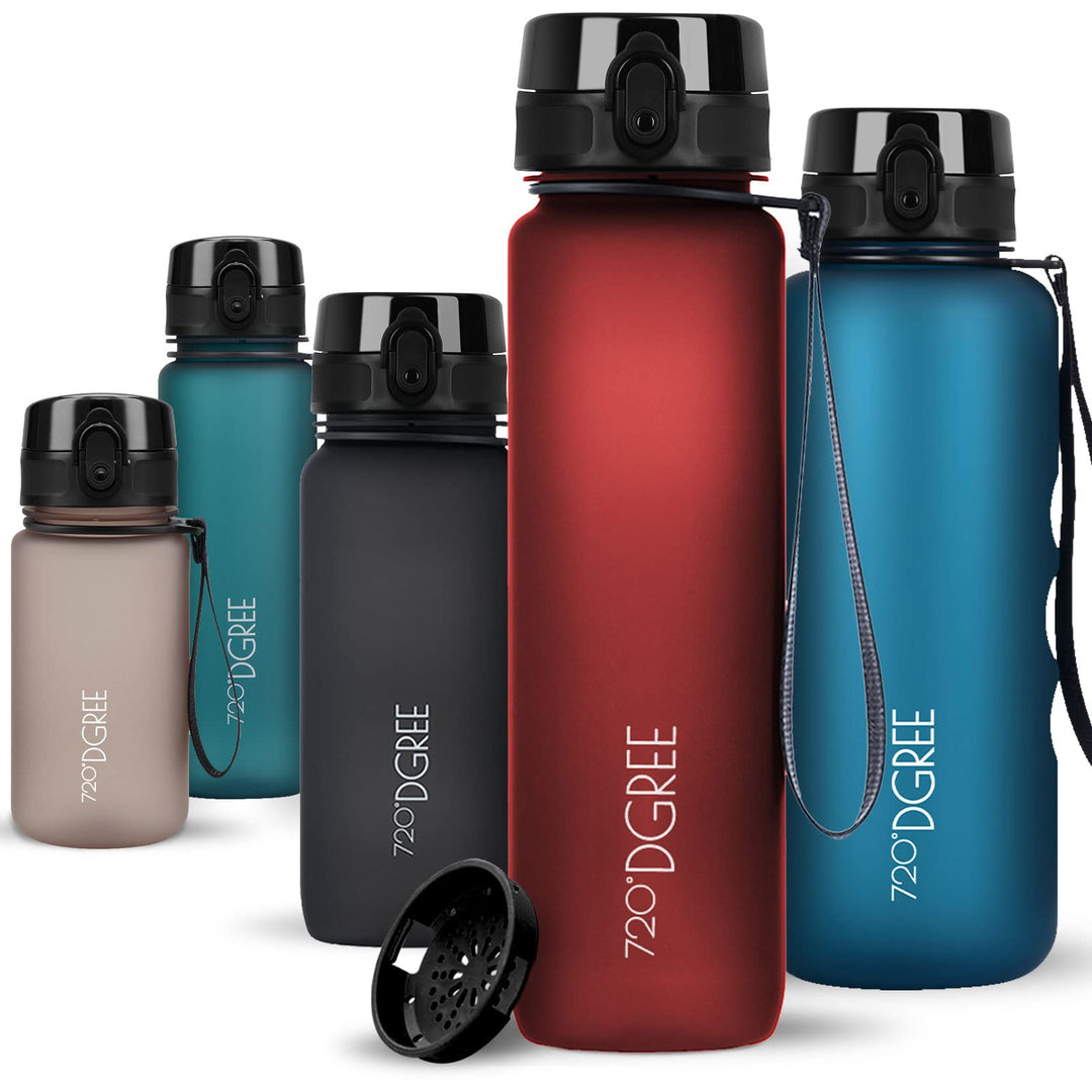 720°DGREE Trinkflasche 1l Sport “uberBottle“ softTouch +Sieb - BPA-Frei - Wasserflasche für Uni, Arb