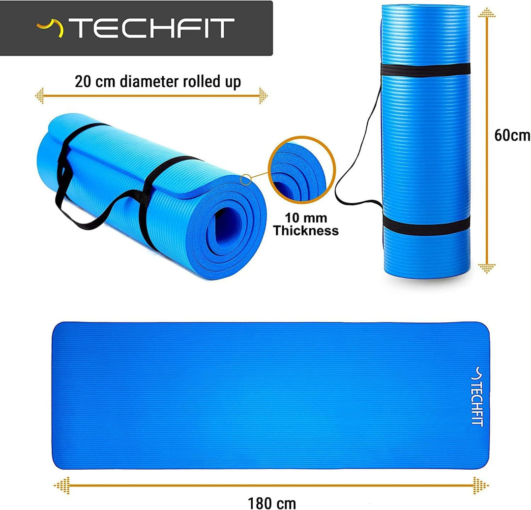 TechFit Yogamatte Rutschfest für das Fitnessstudio zu Hause - Pilates Matte für das Heimtraining, Yo