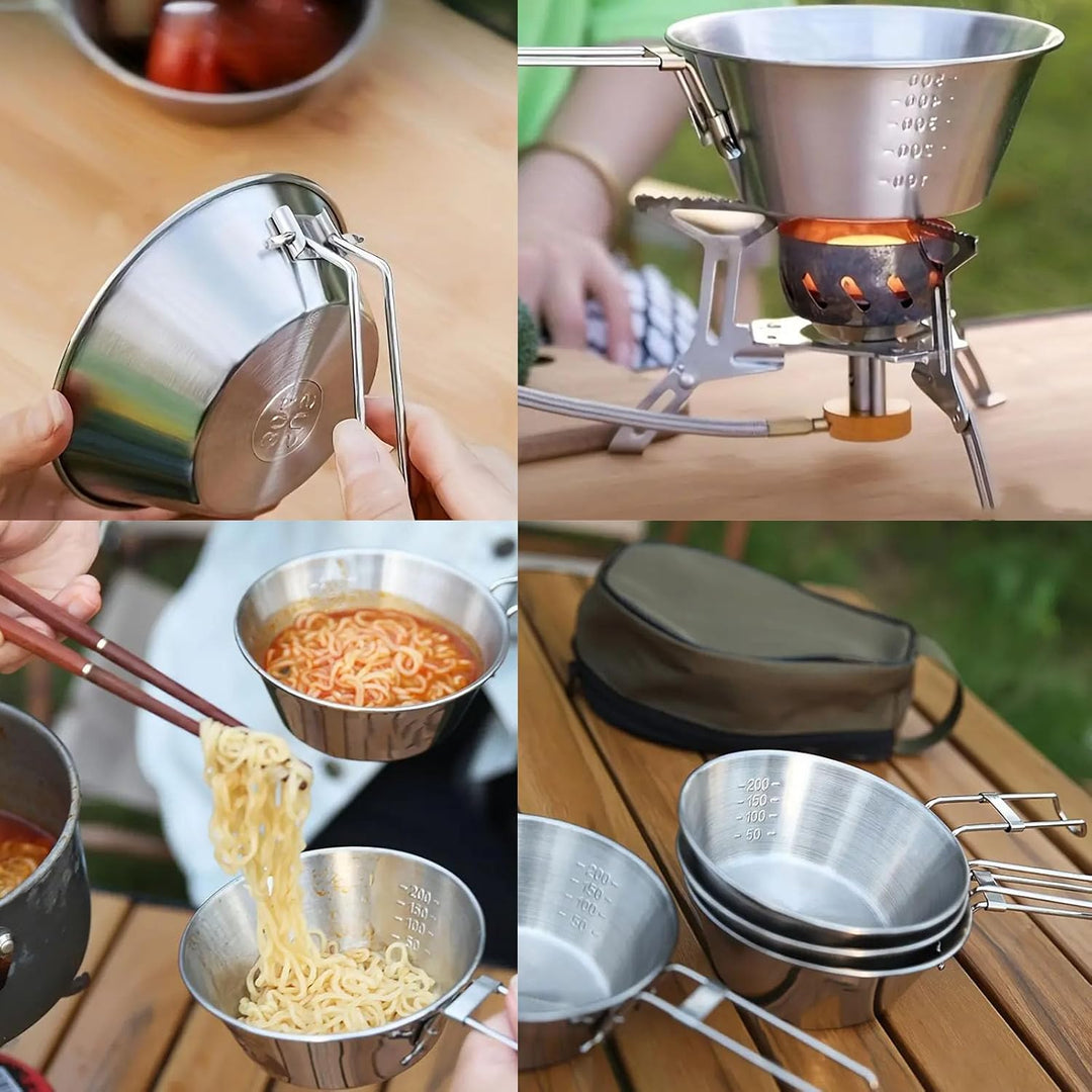 Camping Geschirr Set 8 Teilig, Wiederverwendbarer Camping Besteckset, Camping Geschirr 1 Person Inkl