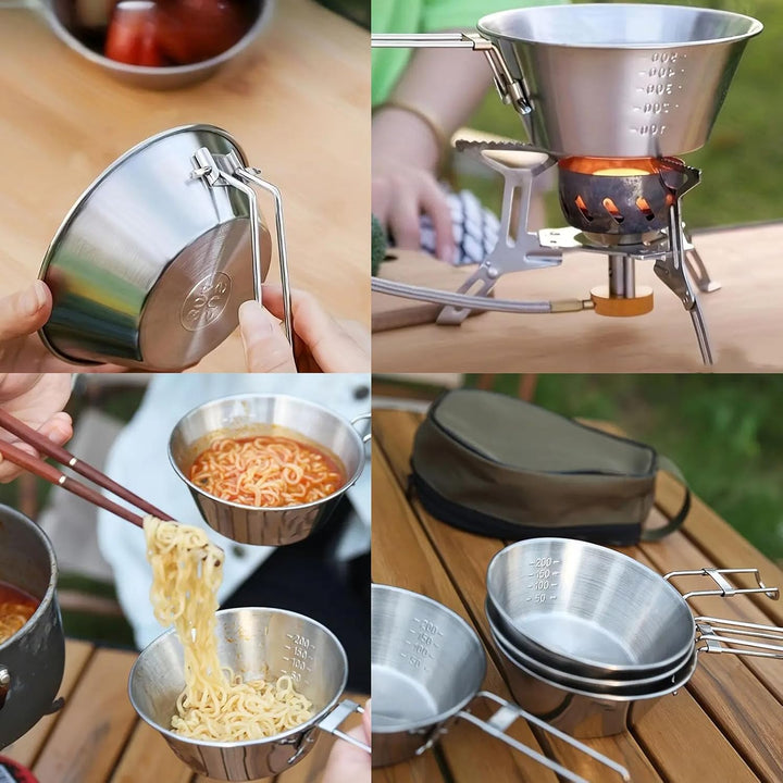 Camping Geschirr Set 8 Teilig, Wiederverwendbarer Camping Besteckset, Camping Geschirr 1 Person Inkl