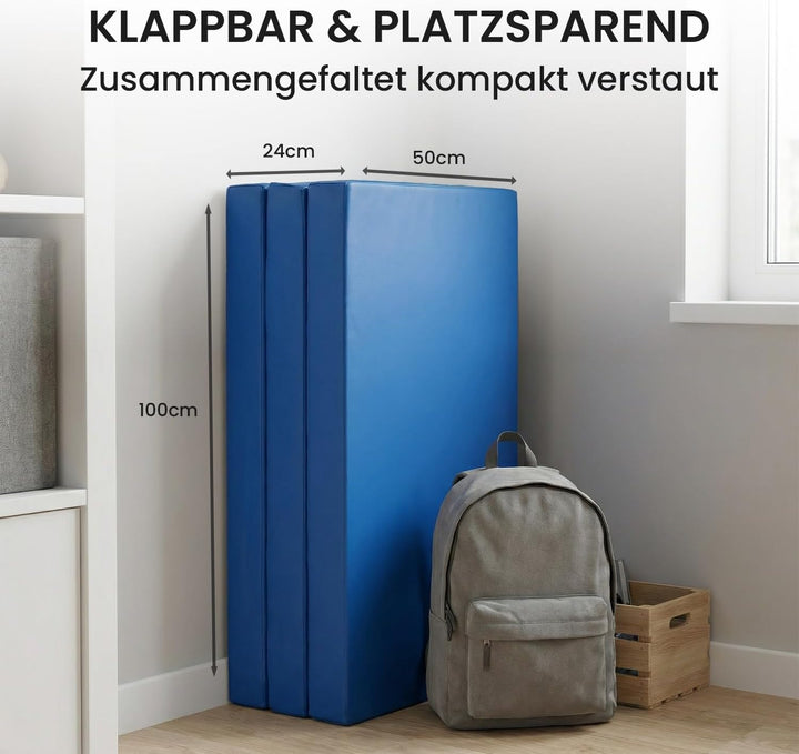 Jeflex - klappbare Weichbodenmatte &amp; Turnmatte 150 x 100 x 8 cm MADE IN GERMANY/Gymnastikmatte tragb