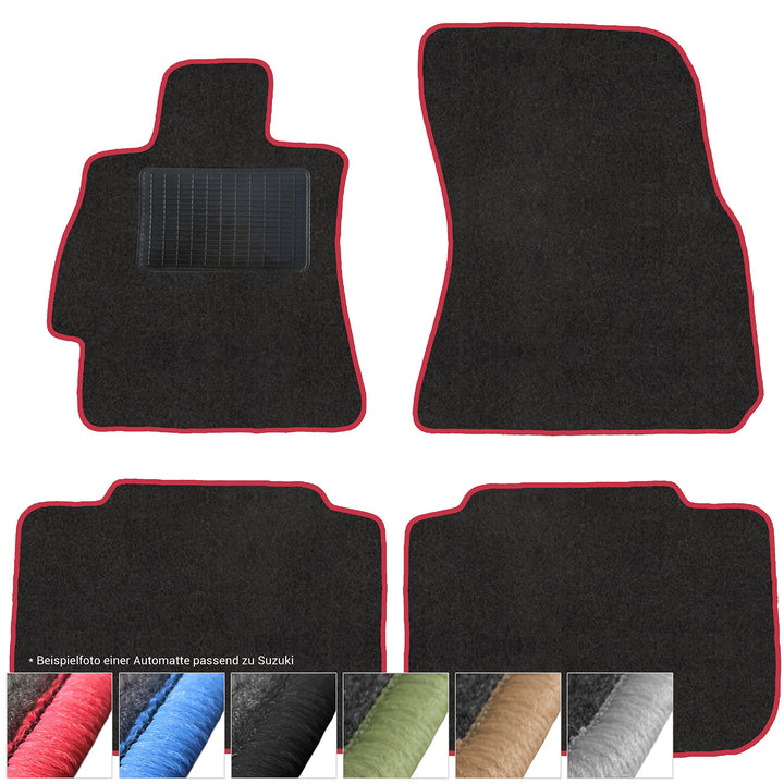 moto-MOLTICO Fussmatten Auto Velours Autoteppiche Schwarz Automatten Set 4-teilig passend für Suzuki