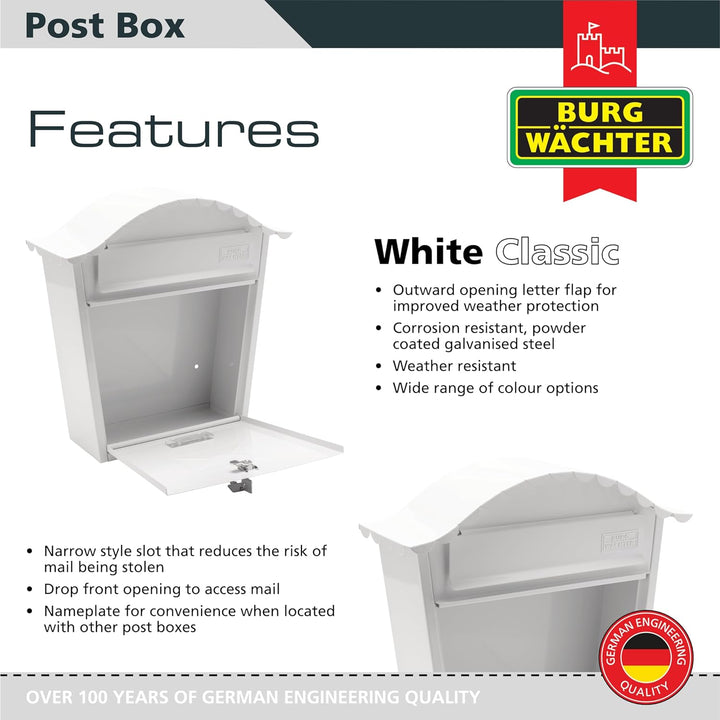 Sterling MB01 Briefkasten, klassisch, Weiss, Weiss