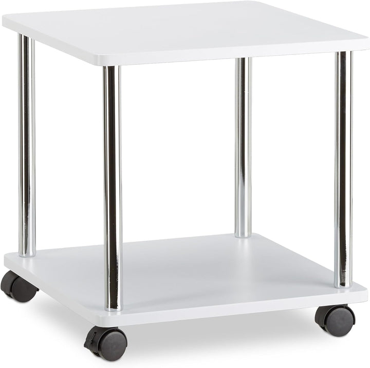 Relaxdays Beistelltisch rollbar, Allzweckwagen Holz, 4 Rollen, quadratischer Couchtisch, HxBxT: 41,5