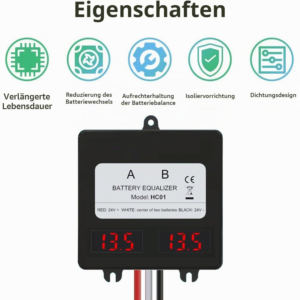 SolaMr 24V Batterie-Equalizer 2x12V Batterie Ausgleicher Battery Balancer Equalizer für Gel/Hochwass